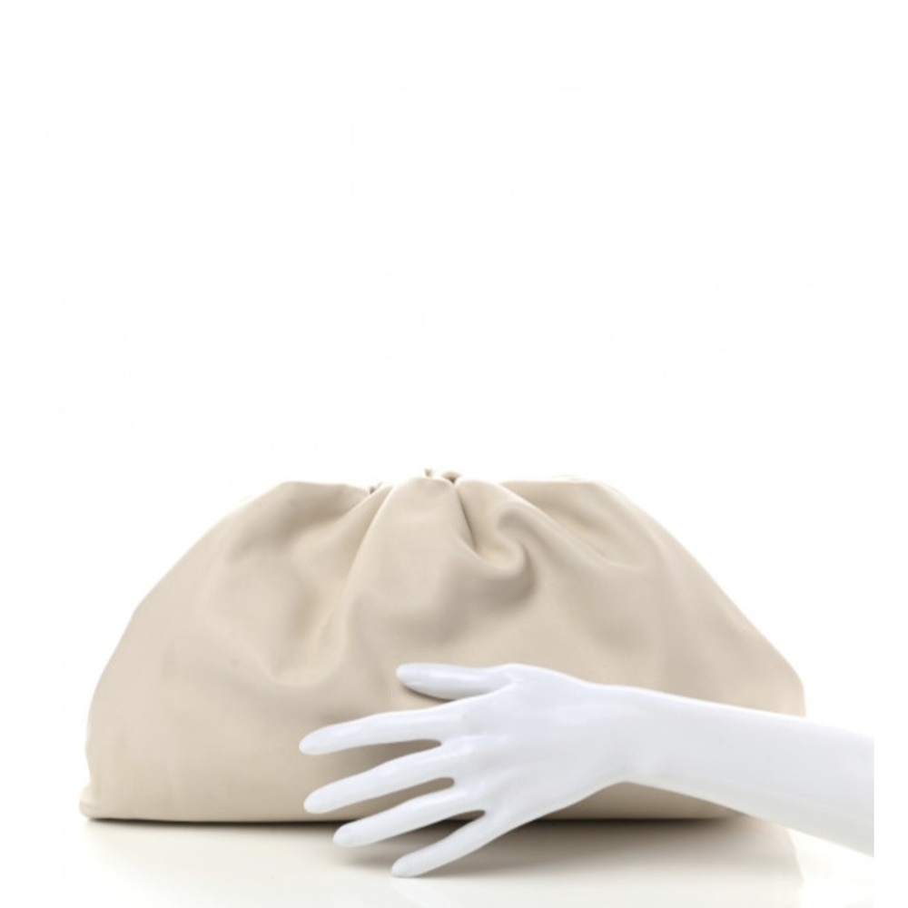 BOTTEGA VENETA Smooth Butter Calf The Pouch Oversized Clutch Plaster Color